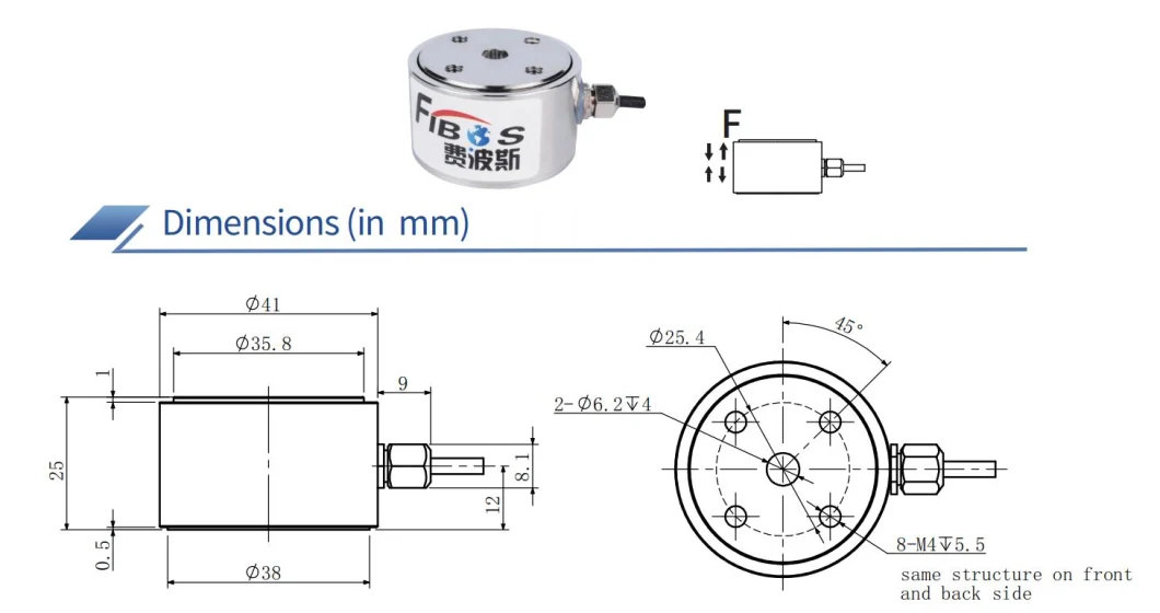 0.1-20kn Tensile-Compressive Force Sensor High Precision Sensor Stainless Steel
