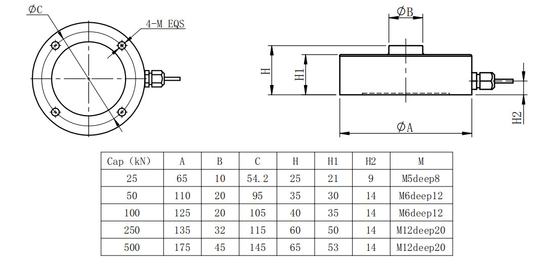 Stainless Steel Sensor Module Industrial Weighing Single Point Load Cell 25~-500kN