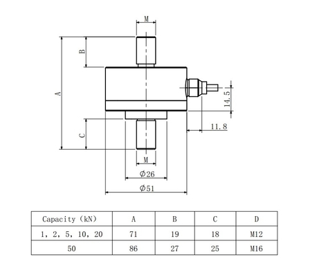Stainless Steel Tension Compression Force Sensor 1-50 Kn Load Cell 700 Ohm